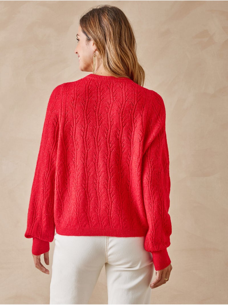 Cardigan femme en maille fantaisie - DAXON Rouge - Kiabi