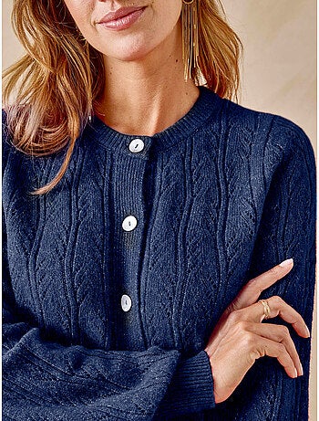 Cardigan femme en maille fantaisie