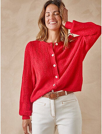 Cardigan femme en maille fantaisie