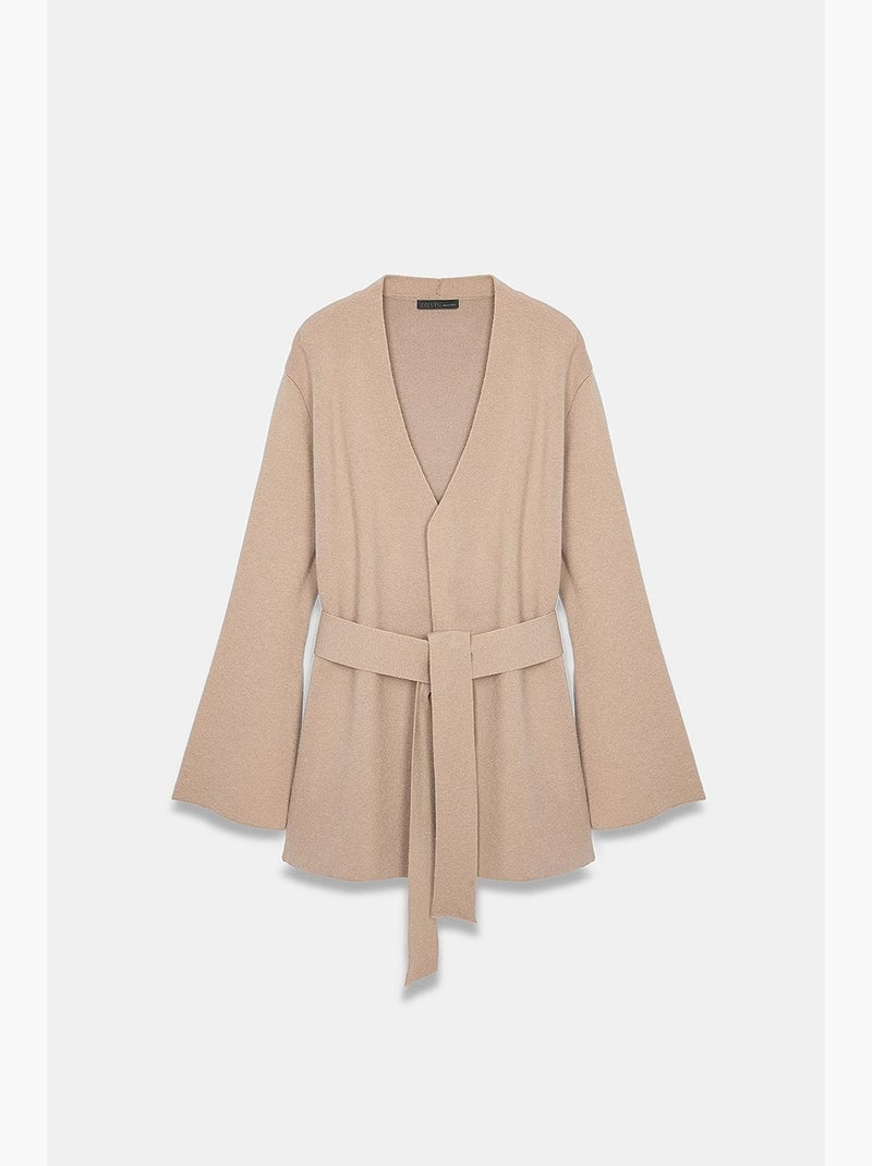 Cardigan femme en mélange acrylique et laine dilvin Beige argile - Kiabi