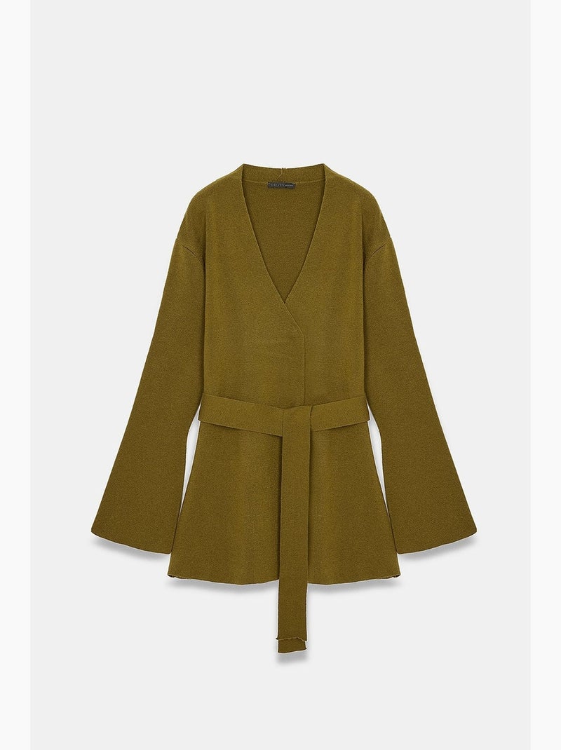 Cardigan femme en mélange acrylique et laine dilvin Vert kaki - Kiabi