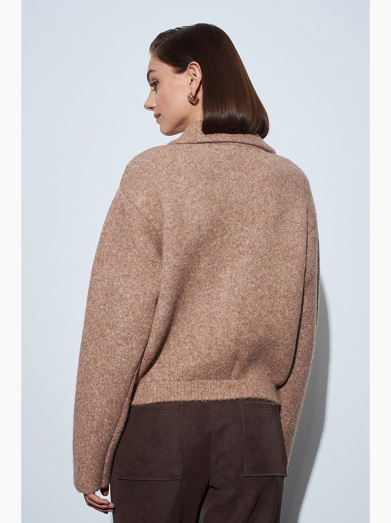 Cardigan femme en mélange de laine dilvin Camel - Kiabi