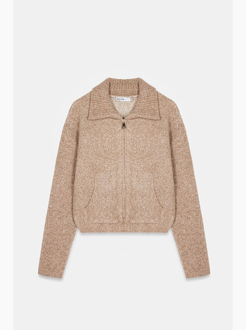 Cardigan femme en mélange de laine dilvin Camel - Kiabi