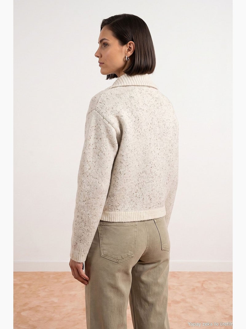 Cardigan femme en mélange de laine dilvin Ecru - Kiabi