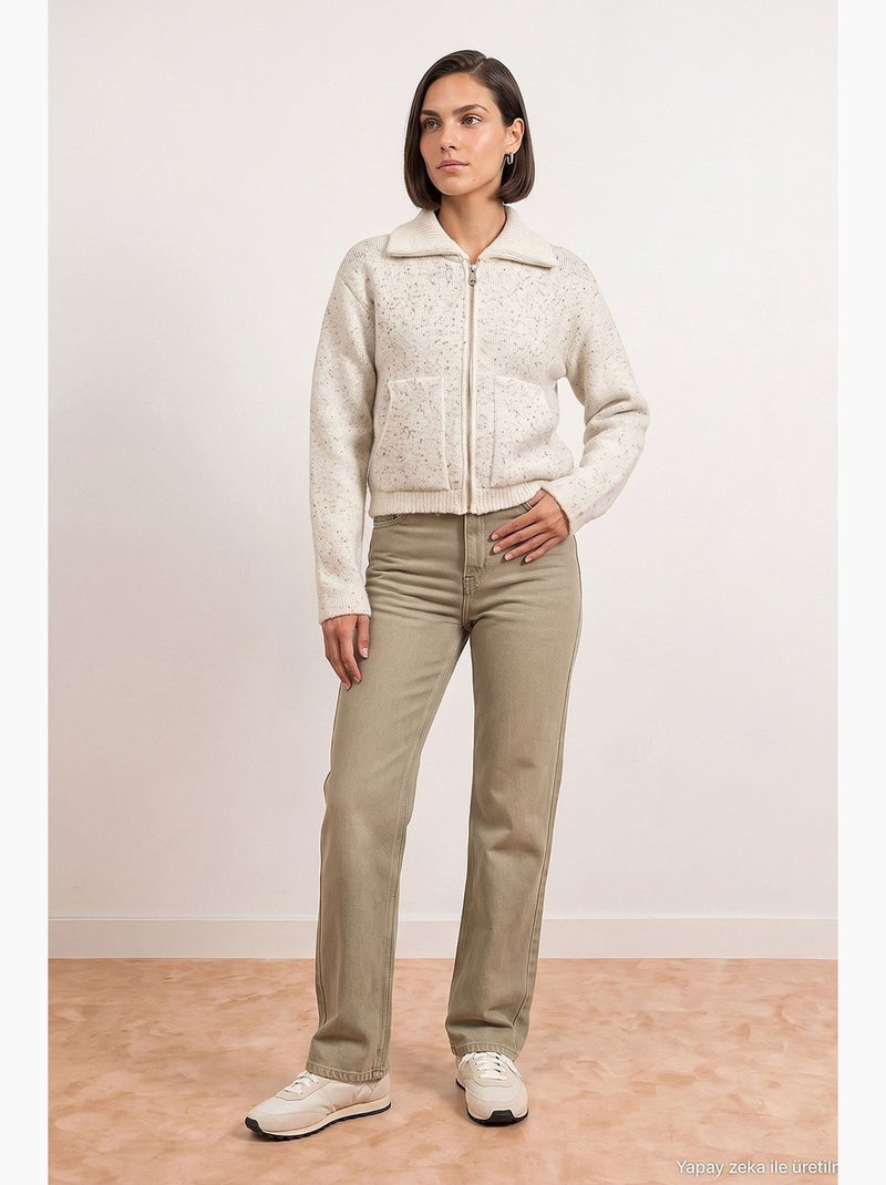 Cardigan femme en mélange de laine dilvin Ecru - Kiabi
