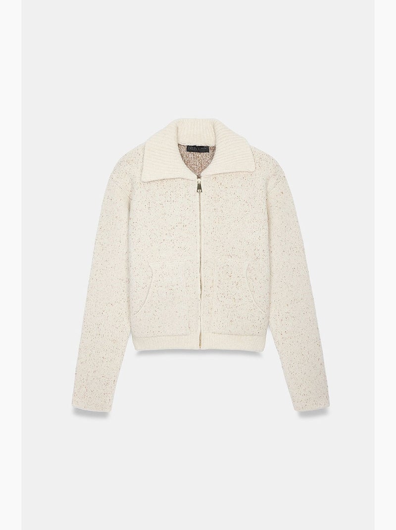 Cardigan femme en mélange de laine dilvin Ecru - Kiabi