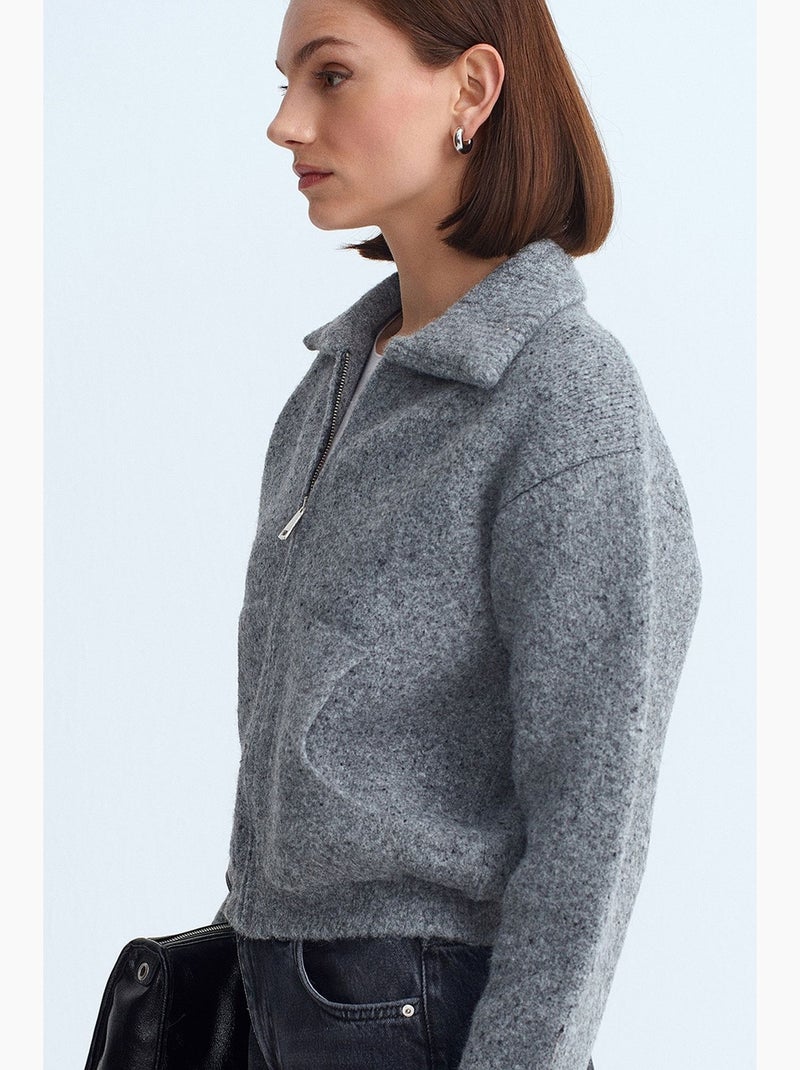Cardigan femme en mélange de laine dilvin Gris Noir - Kiabi
