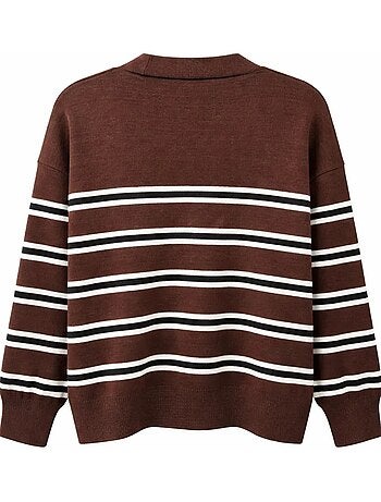 Cardigan femme rayé à col v mixray