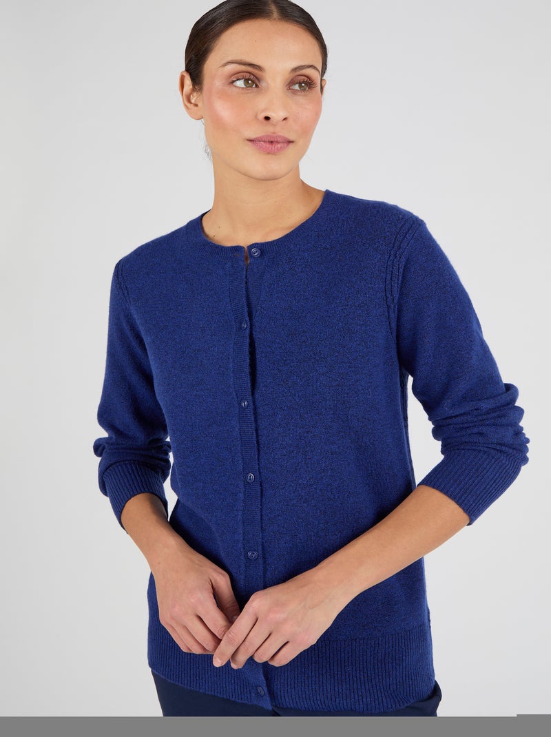 Cardigan fine maille Thermolactyl - Damart Bleu outremer - Kiabi