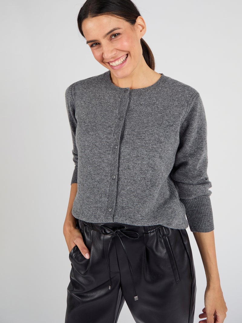 Cardigan fine maille Thermolactyl - Damart Gris chiné - Kiabi