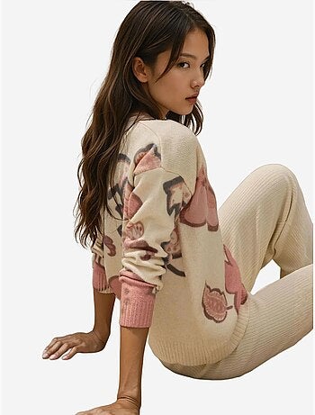 Cardigan jacquard à fleurs