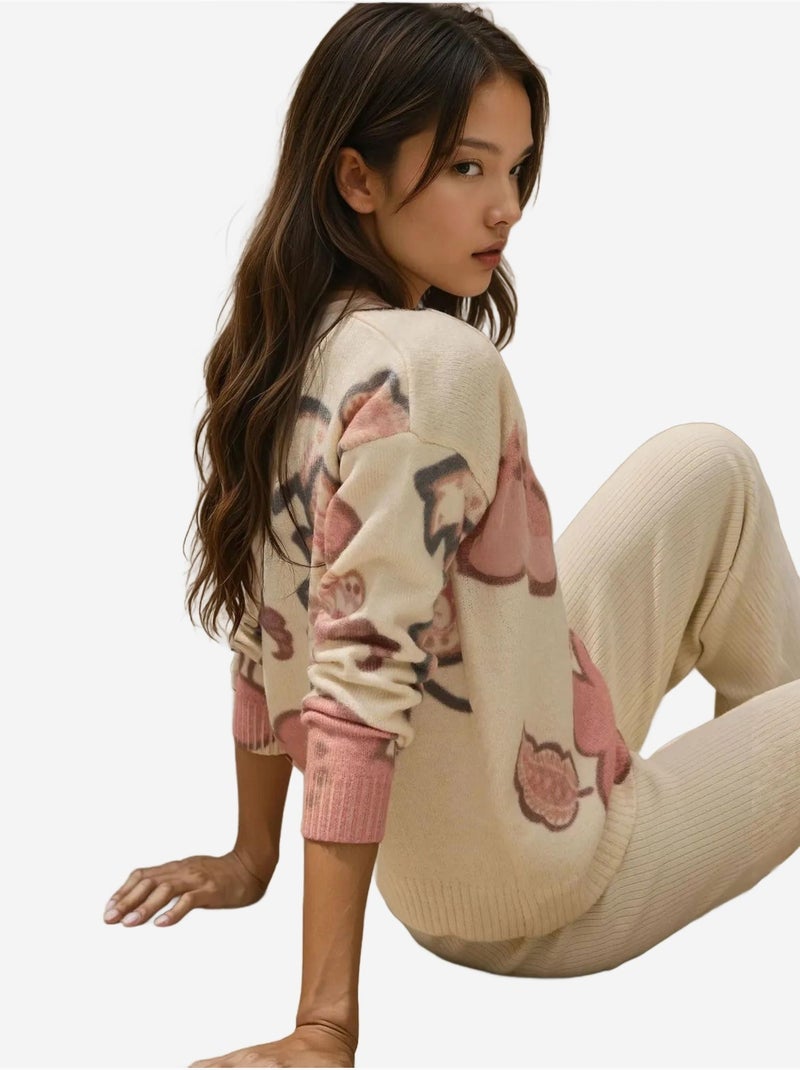Cardigan jacquard à fleurs Ivoire - Kiabi