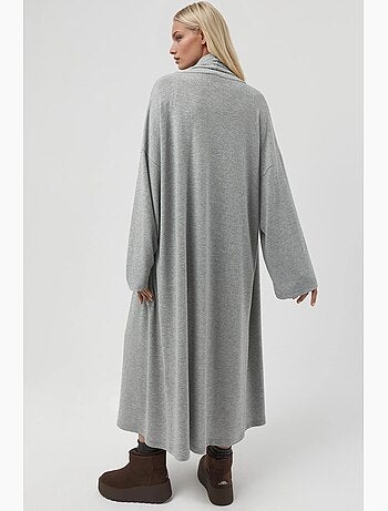 Cardigan long en maille à col châle ouvert sur le devant, coupe décontractée busem