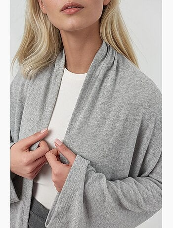 Cardigan long en maille à col châle ouvert sur le devant, coupe décontractée busem