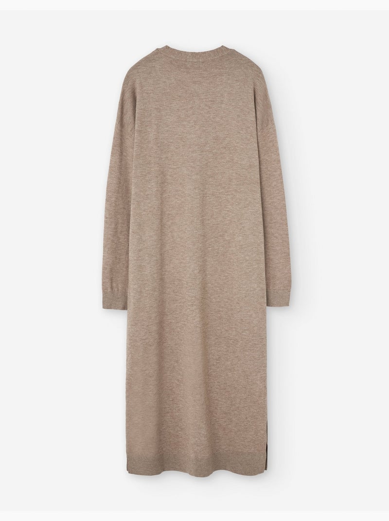 Cardigan long en maille avec boutons Beige - Kiabi