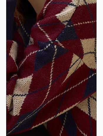 Cardigan long en maille géométrique à col en v et boutons hiccup