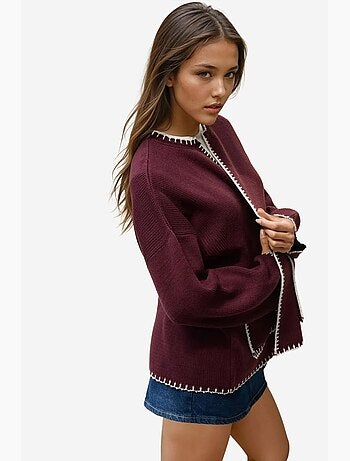 Cardigan long en tricot coupe décontractée avec col ras du cou hiccup