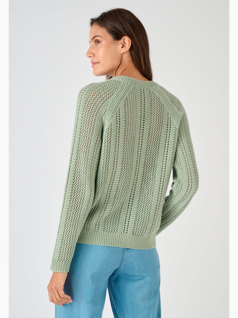 Cardigan maille ajourée - Damart Vert - Kiabi