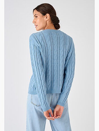Cardigan maille ajourée et torsades - Damart