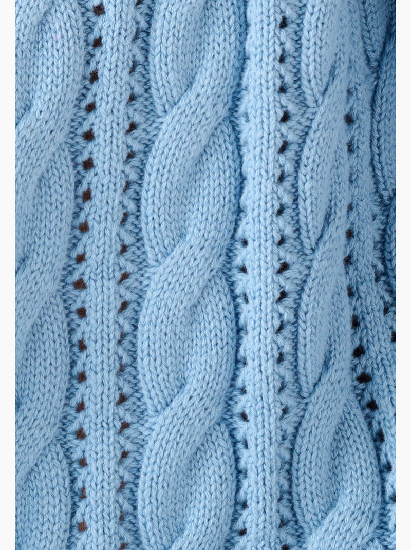 Cardigan maille ajourée et torsades - Damart Bleu - Kiabi