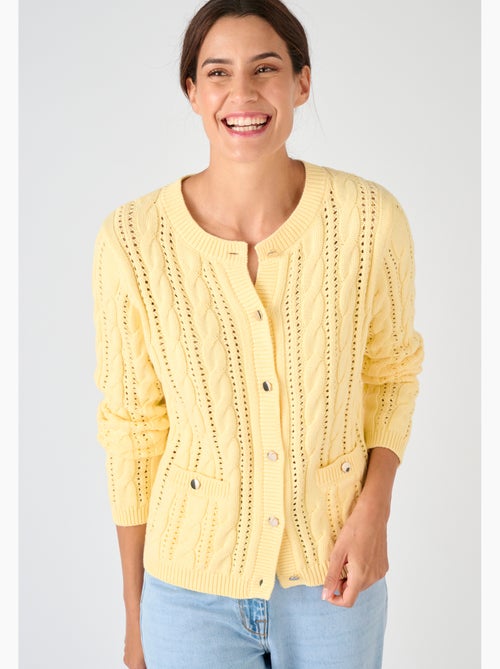 Cardigan maille ajourée et torsades - Damart - Kiabi Cardigan maille ajourée et torsades - Damart - Kiabi