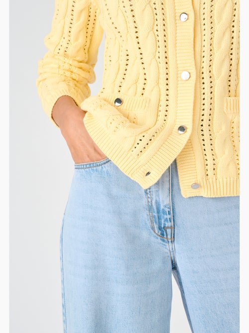 Cardigan maille ajourée et torsades - Damart - Kiabi Cardigan maille ajourée et torsades - Damart - Kiabi