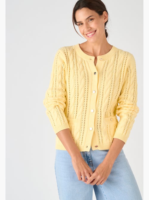 Cardigan maille ajourée et torsades - Damart - Kiabi Cardigan maille ajourée et torsades - Damart - Kiabi