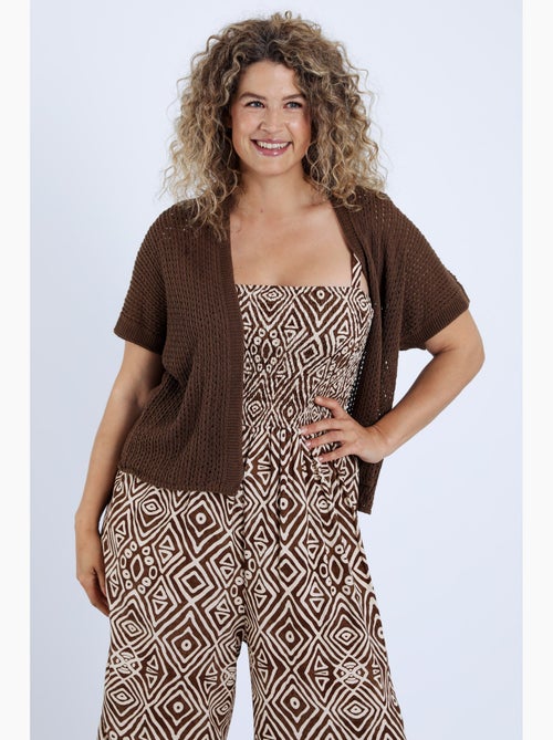 Cardigan maille ajourée uni PAPRIKA - Kiabi