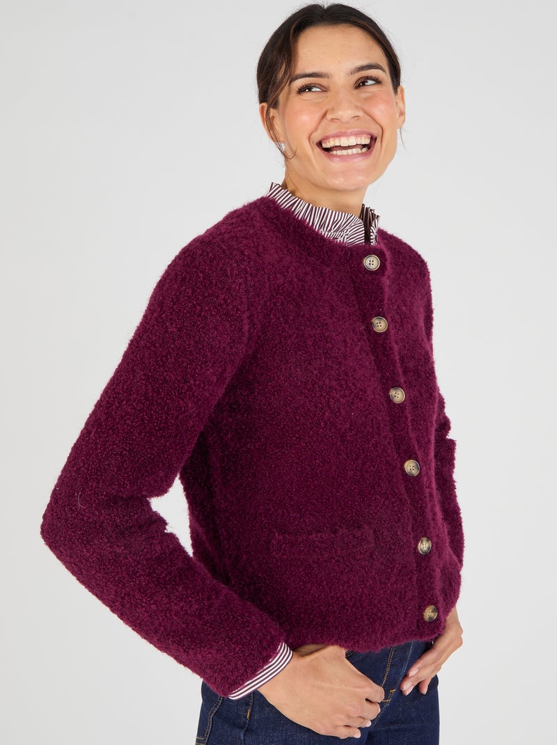 Cardigan maille bouclette - Damart Rouge - Kiabi