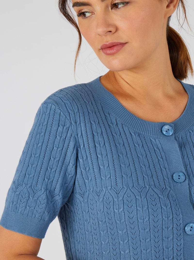 Cardigan maille fantaisie - Damart Bleu - Kiabi