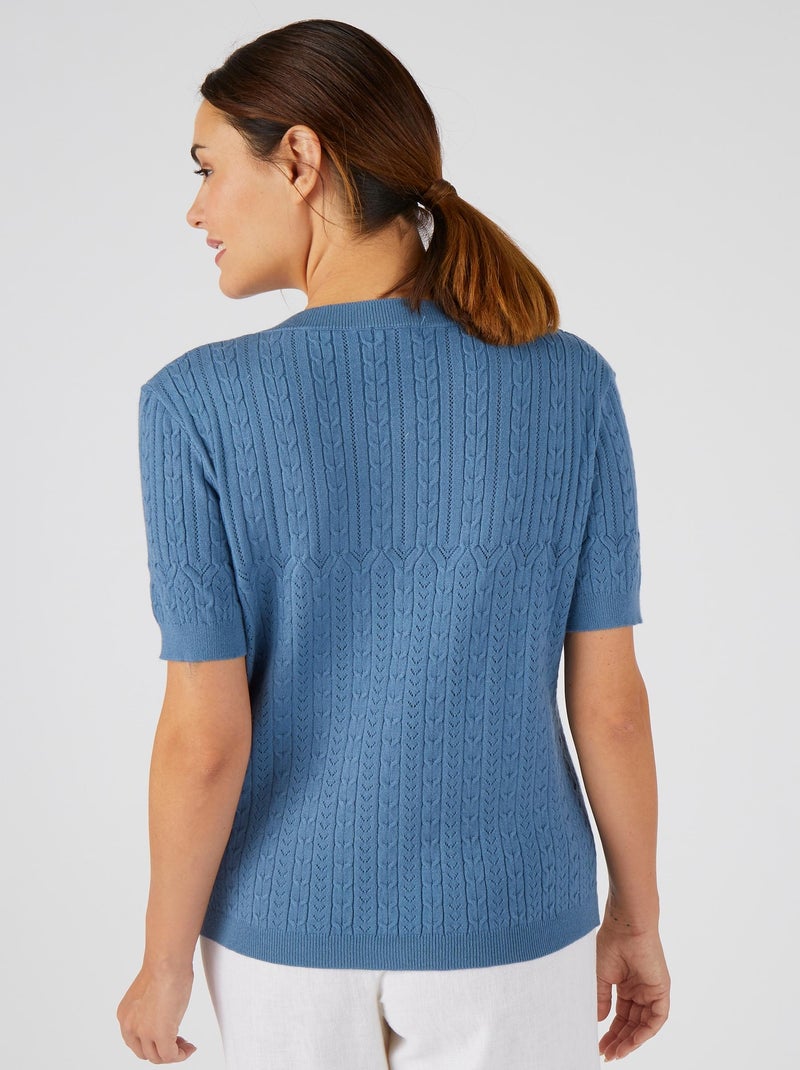 Cardigan maille fantaisie - Damart Bleu - Kiabi