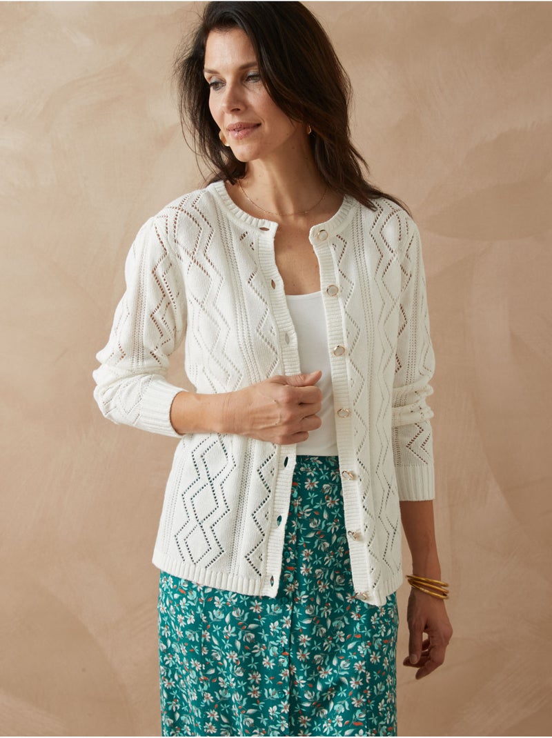 Cardigan maille fantaisie - DAXON Blanc Blanc - Kiabi