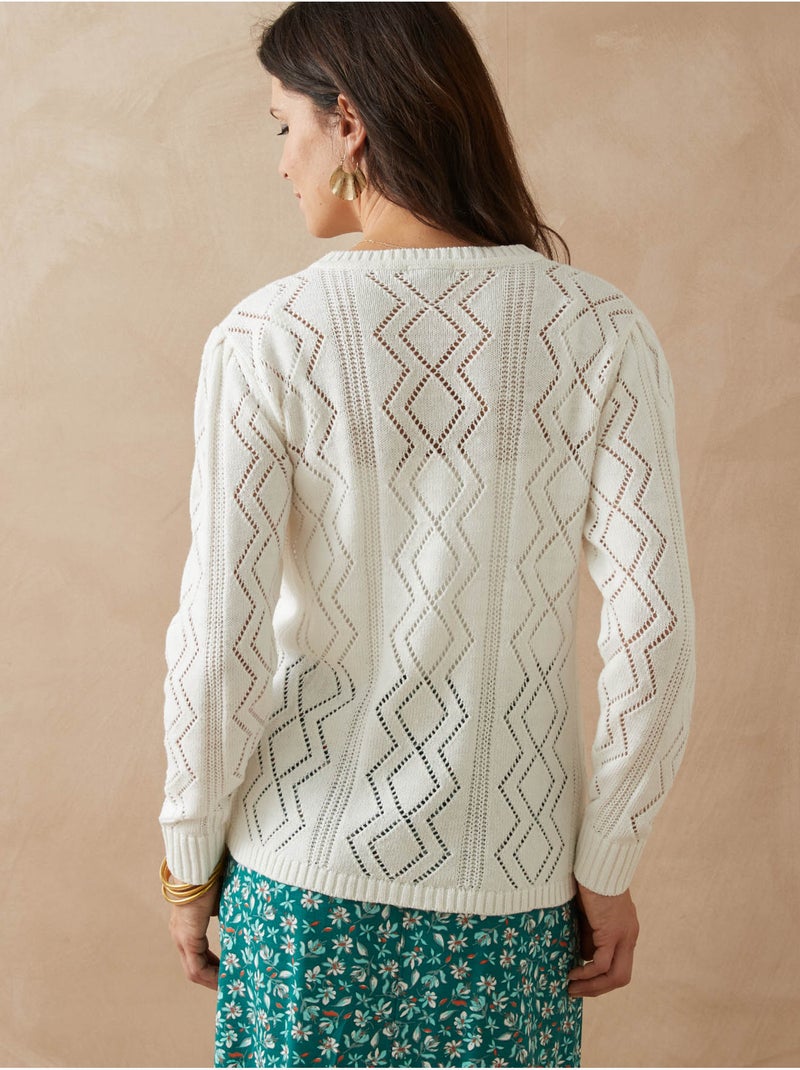 Cardigan maille fantaisie - DAXON Blanc Blanc - Kiabi