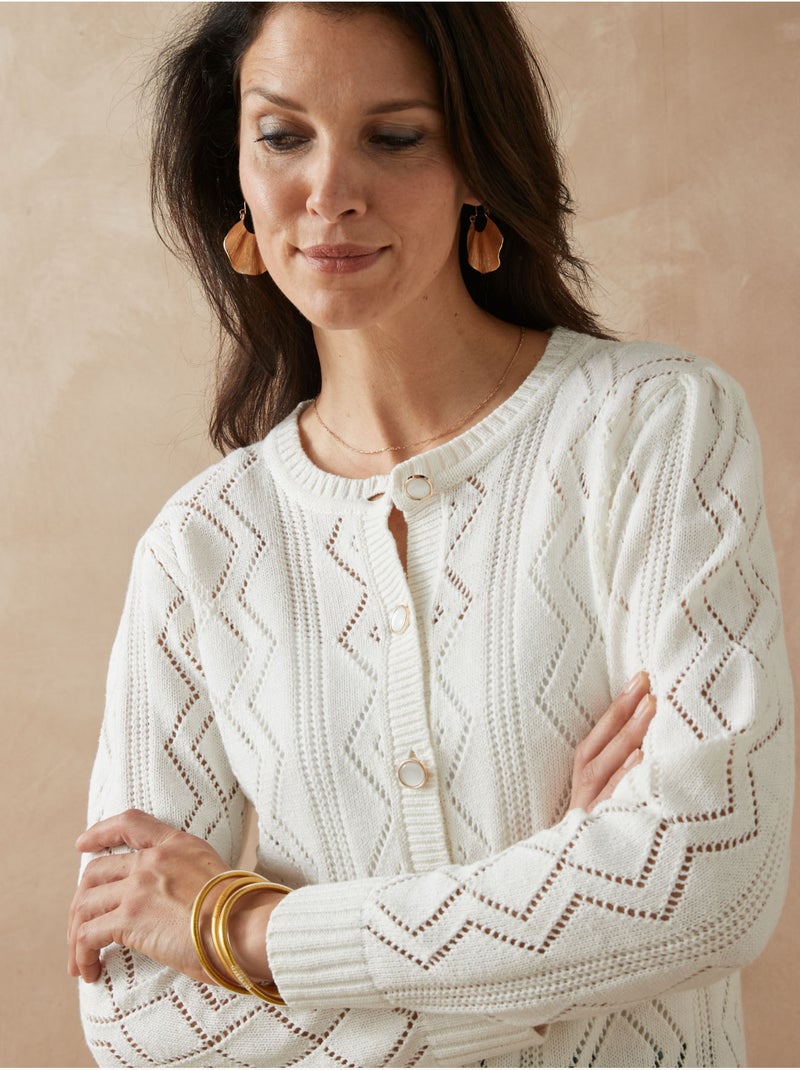 Cardigan maille fantaisie - DAXON Blanc Blanc - Kiabi