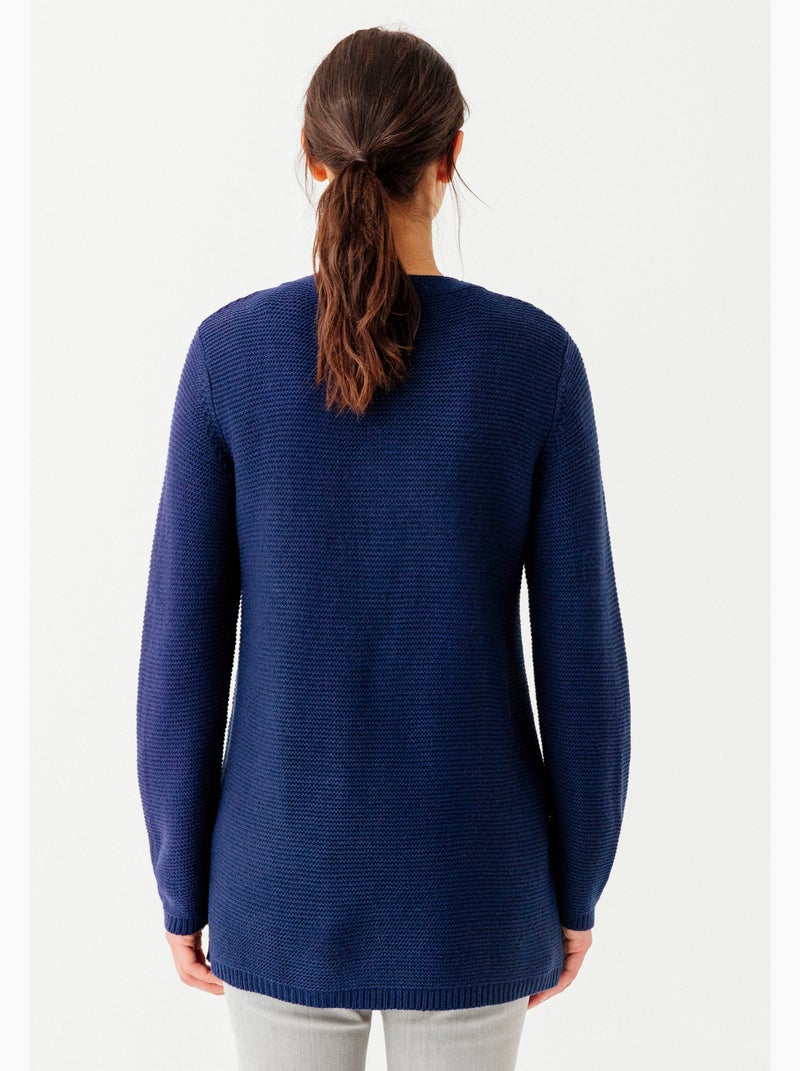 Cardigan maille fantaisie manches longues - Damart Bleu - Kiabi