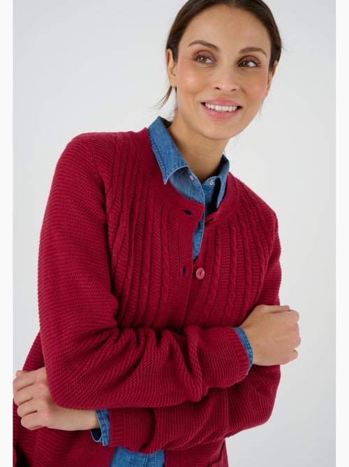 Cardigan maille fantaisie manches longues - Damart - Kiabi