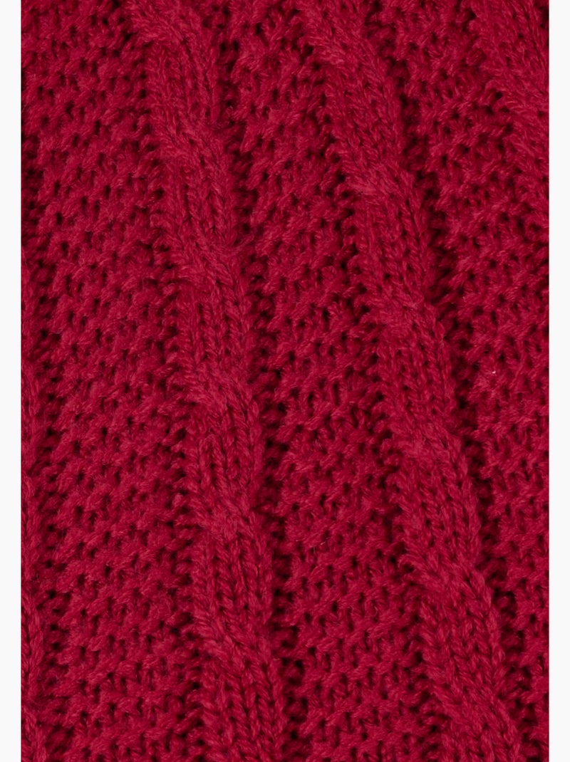 Cardigan maille fantaisie manches longues - Damart Rouge - Kiabi