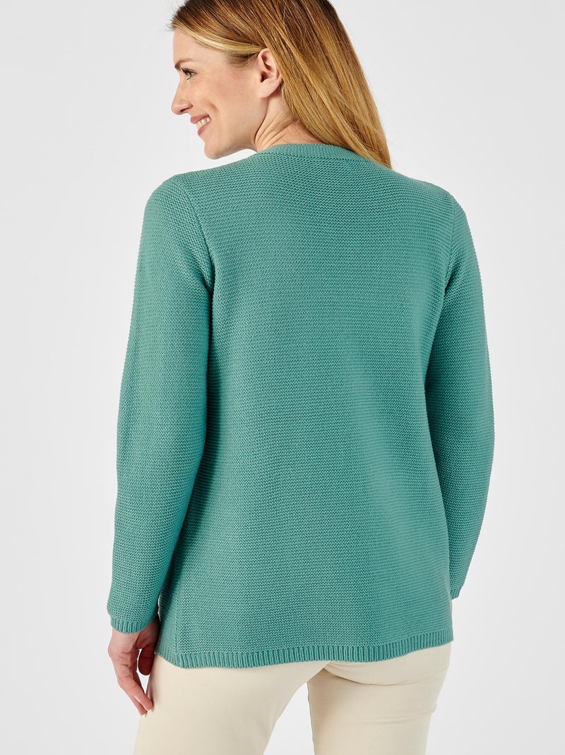 Cardigan maille fantaisie manches longues - Damart Vert clair - Kiabi