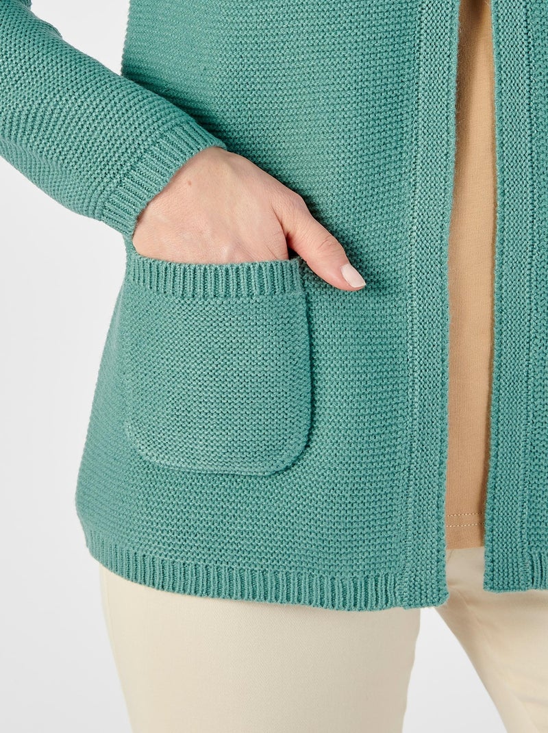 Cardigan maille fantaisie manches longues - Damart Vert clair - Kiabi