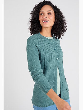 Cardigan maille fantaisie manches longues - Damart