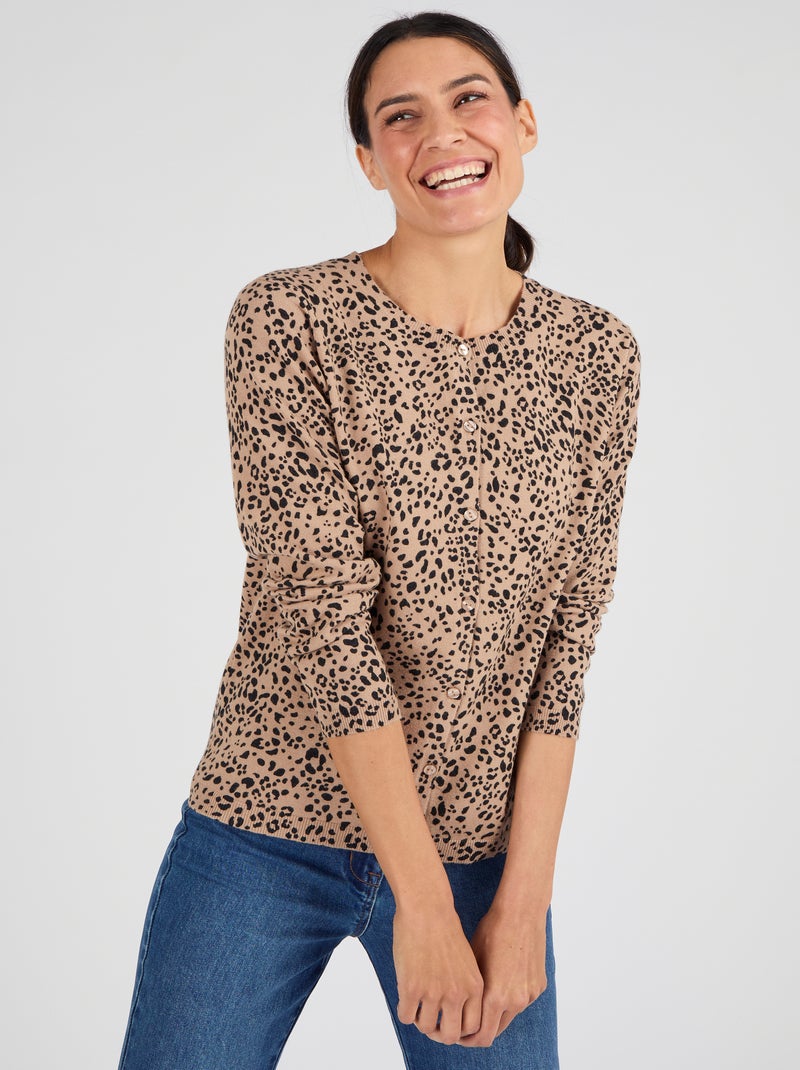Cardigan maille fine - Damart Beige - Kiabi