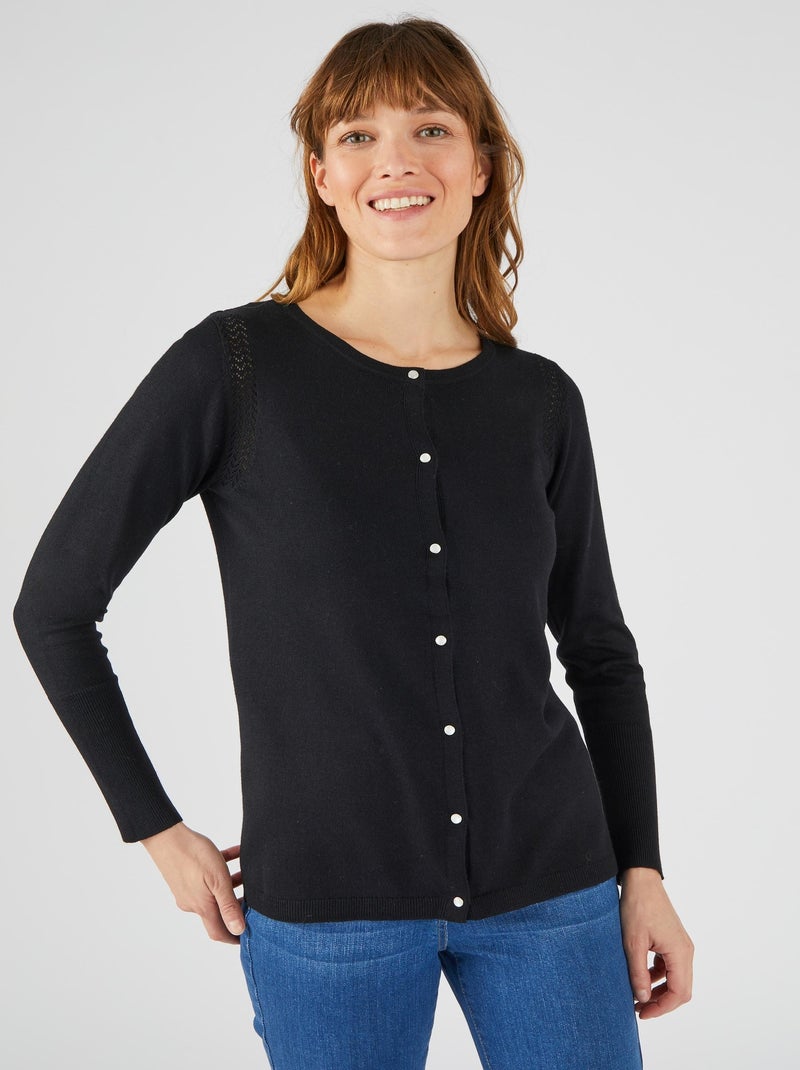 Cardigan maille fine - Damart Noir - Kiabi