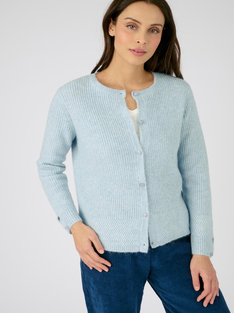 Cardigan maille perlée mélange alpaga - Damart Bleu - Kiabi