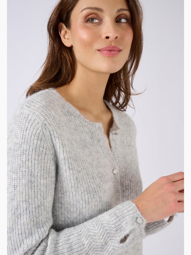 Cardigan maille perlée mélange alpaga - damart Gris - Kiabi