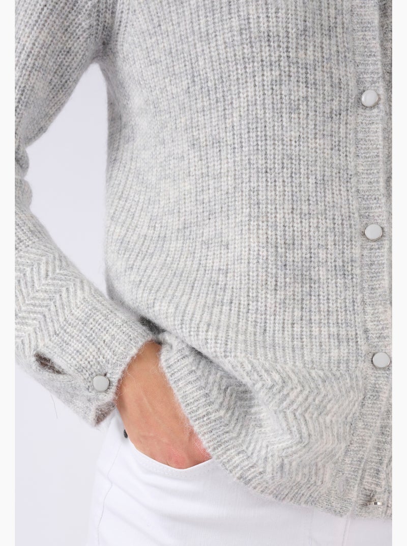 Cardigan maille perlée mélange alpaga - damart Gris - Kiabi