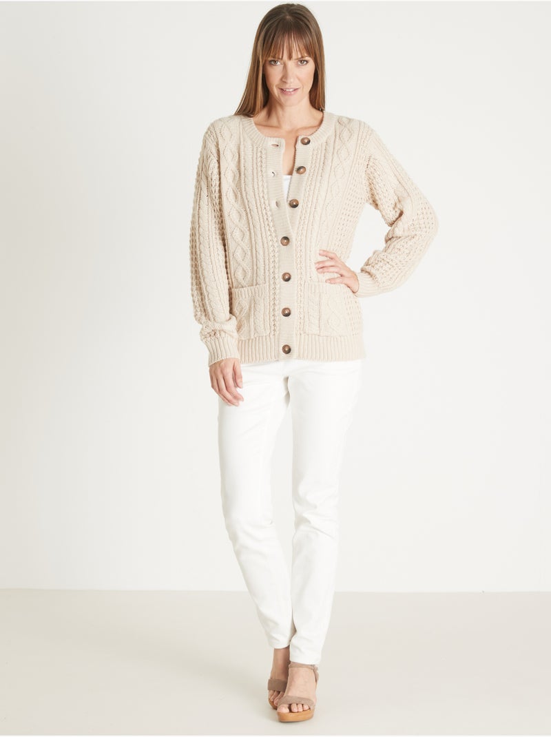 Cardigan maille torsadée - DAXON Ecru - Kiabi