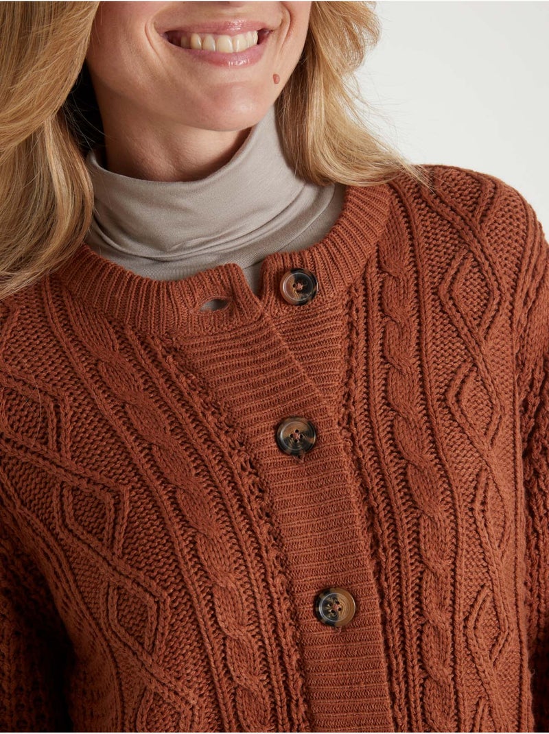 Cardigan maille torsadée - DAXON Marron noisette - Kiabi