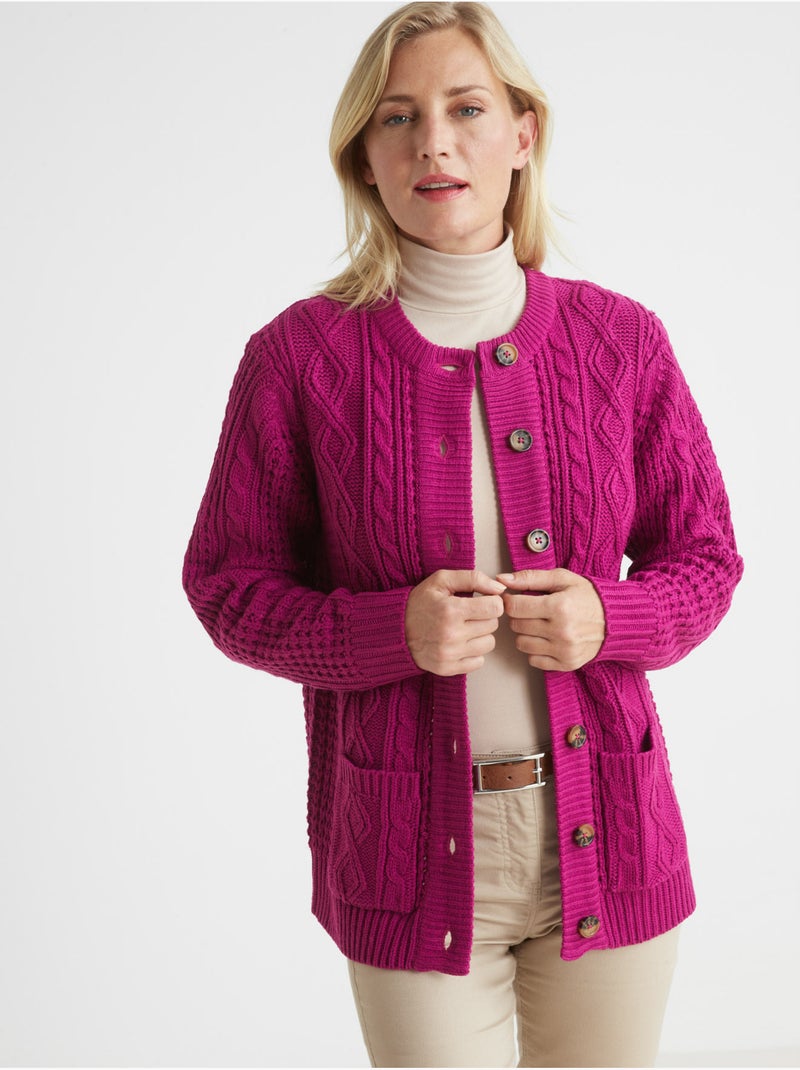 Cardigan maille torsadée - DAXON Rose - Kiabi
