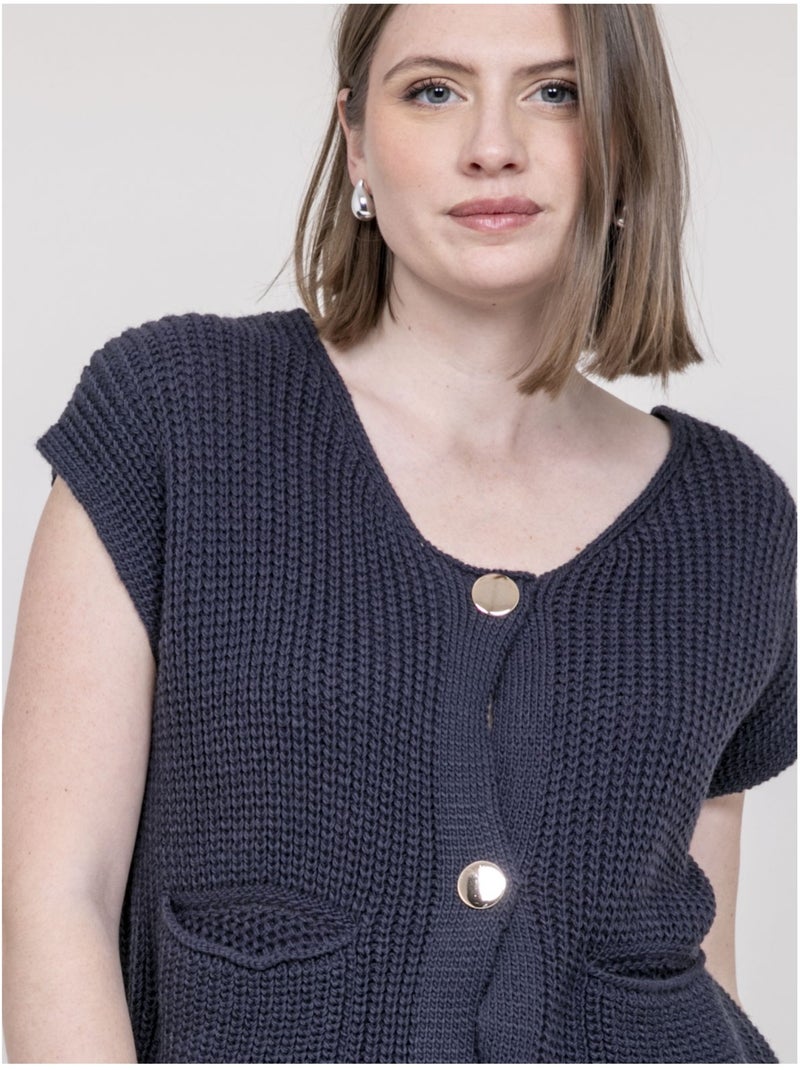 Cardigan manches courtes korena Bleu marine - Kiabi