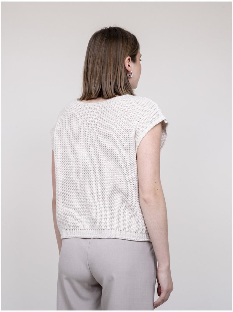 Cardigan manches courtes korena Ecru - Kiabi